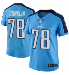 Women's Nike Tennessee Titans #78 Jack Conklin Limited Light Blue Rush Vapor Untouchable NFL Jersey