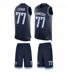 Men's Nike Tennessee Titans #77 Taylor Lewan Limited Navy Blue Tank Top Suit NFL Jersey
