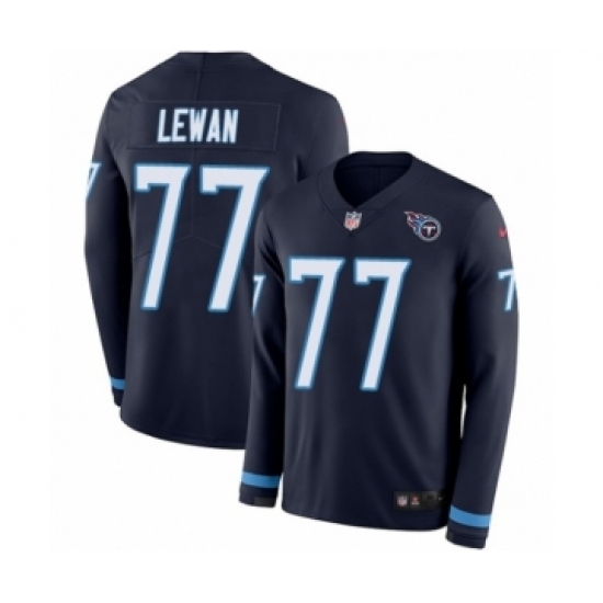 Men's Nike Tennessee Titans #77 Taylor Lewan Limited Navy Blue Therma Long Sleeve NFL Jersey Men's Nike Tennessee Titans #77 Taylor Lewan Limited Navy Blue Therma Long Sleeve NFL Jersey