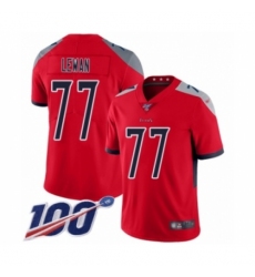 Men's Tennessee Titans #77 Taylor Lewan Limited Red Inverted Legend 100th Season Football Jersey