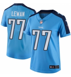 Women's Nike Tennessee Titans #77 Taylor Lewan Elite Light Blue Team Color NFL Jersey