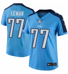 Women's Nike Tennessee Titans #77 Taylor Lewan Limited Light Blue Rush Vapor Untouchable NFL Jersey