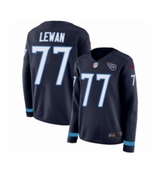 Women's Nike Tennessee Titans #77 Taylor Lewan Limited Navy Blue Therma Long Sleeve NFL Jersey