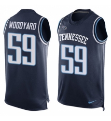 Men's Nike Tennessee Titans #59 Wesley Woodyard Limited Navy Blue Player Name & Number Tank Top NFL Jersey