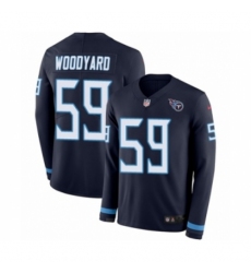 Men's Nike Tennessee Titans #59 Wesley Woodyard Limited Navy Blue Therma Long Sleeve NFL Jersey