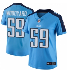 Women's Nike Tennessee Titans #59 Wesley Woodyard Light Blue Team Color Vapor Untouchable Limited Player NFL Jersey