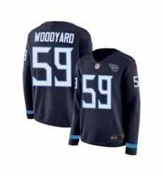 Women's Nike Tennessee Titans #59 Wesley Woodyard Limited Navy Blue Therma Long Sleeve NFL Jersey