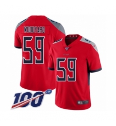 Youth Tennessee Titans #59 Wesley Woodyard Limited Red Inverted Legend 100th Season Football Jersey