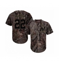 Men's Milwaukee Brewers #22 Christian Yelich Authentic Camo Realtree Collection Flex Base Baseball Player Jersey