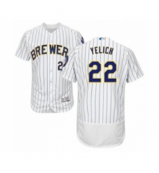 Men's Milwaukee Brewers #22 Christian Yelich White Alternate Flex Base Authentic Collection Baseball Player Jersey