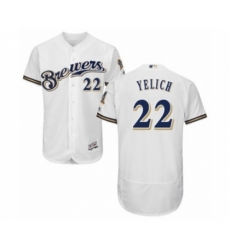 Men's Milwaukee Brewers #22 Christian Yelich White Home Flex Base Authentic Collection Baseball Player Jersey