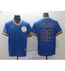 Men's Nike Milwaukee Brewers #22 Christian Yelich Blue Alternate Jersey