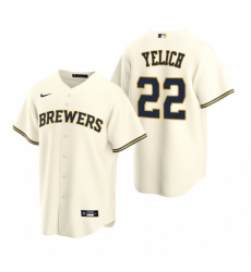 Men's Nike Milwaukee Brewers #22 Christian Yelich Cream Home Stitched Baseball Jersey