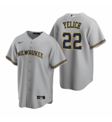 Men's Nike Milwaukee Brewers #22 Christian Yelich Gray Road Stitched Baseball Jersey