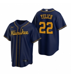 Men's Nike Milwaukee Brewers #22 Christian Yelich Navy Alternate Stitched Baseball Jersey