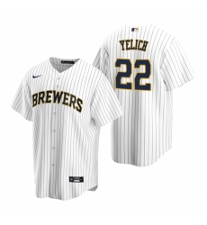 Men's Nike Milwaukee Brewers #22 Christian Yelich White Alternate Stitched Baseball Jersey
