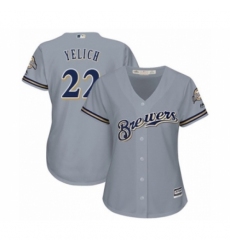 Women's Milwaukee Brewers #22 Christian Yelich Authentic Grey Road Cool Base Baseball Player Jersey