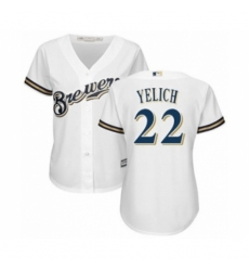 Women's Milwaukee Brewers #22 Christian Yelich Authentic White Home Cool Base Baseball Player Jersey