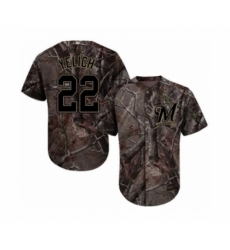 Youth Milwaukee Brewers #22 Christian Yelich Authentic Camo Realtree Collection Flex Base Baseball Player Jersey