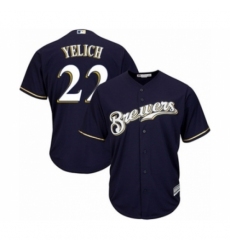 Youth Milwaukee Brewers #22 Christian Yelich Authentic Navy Blue Alternate Cool Base Baseball Player Jersey