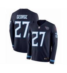 Men's Nike Tennessee Titans #27 Eddie George Limited Navy Blue Therma Long Sleeve NFL Jersey