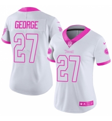 Women's Nike Tennessee Titans #27 Eddie George Limited White/Pink Rush Fashion NFL Jersey