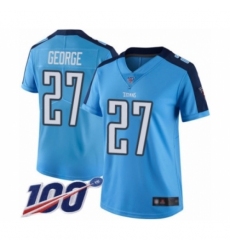 Women's Tennessee Titans #27 Eddie George Limited Light Blue Rush Vapor Untouchable 100th Season Football Jersey