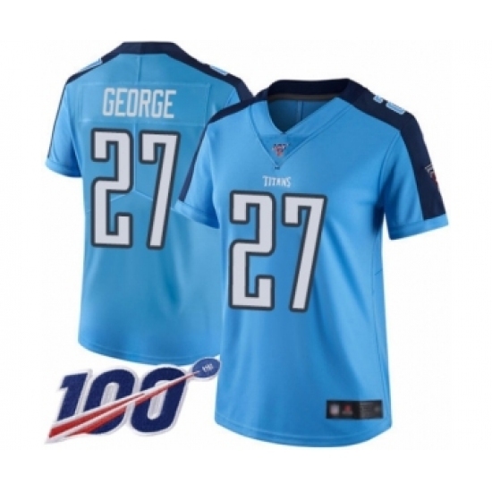 Women's Tennessee Titans #27 Eddie George Limited Light Blue Rush Vapor Untouchable 100th Season Football Jersey Women's Tennessee Titans #27 Eddie George Limited Light Blue Rush Vapor Untouchable 100th Season Football Jersey