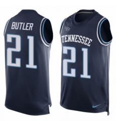 Men's Nike Tennessee Titans #21 Malcolm Butler Limited Navy Blue Player Name & Number Tank Top NFL Jersey