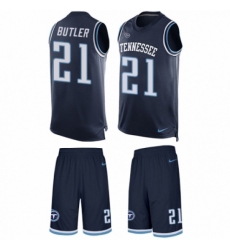 Men's Nike Tennessee Titans #21 Malcolm Butler Limited Navy Blue Tank Top Suit NFL Jersey