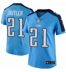 Women's Nike Tennessee Titans #21 Malcolm Butler Limited Light Blue Rush Vapor Untouchable NFL Jersey