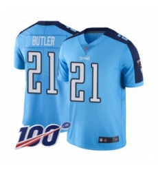 Youth Tennessee Titans #21 Malcolm Butler Limited Light Blue Rush Vapor Untouchable 100th Season Football Jersey