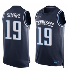 Men's Nike Tennessee Titans #19 Tajae Sharpe Limited Navy Blue Player Name & Number Tank Top NFL Jersey