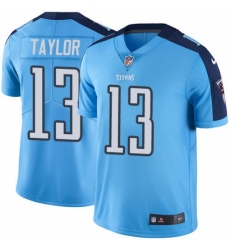 Men's Nike Tennessee Titans #13 Taywan Taylor Limited Light Blue Rush Vapor Untouchable NFL Jersey