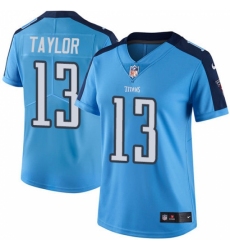 Women's Nike Tennessee Titans #13 Taywan Taylor Limited Light Blue Rush Vapor Untouchable NFL Jersey