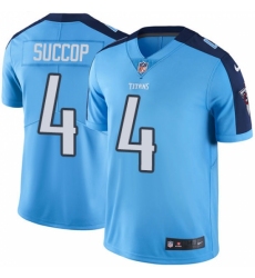 Men's Nike Tennessee Titans #4 Ryan Succop Limited Light Blue Rush Vapor Untouchable NFL Jersey