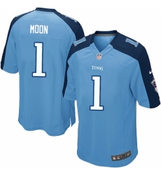 Men's Nike Tennessee Titans #1 Warren Moon Game Light Blue Team Color NFL Jersey