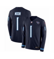 Men's Nike Tennessee Titans #1 Warren Moon Limited Navy Blue Therma Long Sleeve NFL Jersey