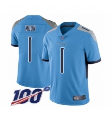 Men's Tennessee Titans #1 Warren Moon Light Blue Alternate Vapor Untouchable Limited Player 100th Season Football Jersey