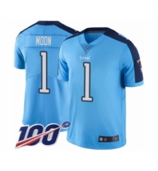 Men's Tennessee Titans #1 Warren Moon Limited Light Blue Rush Vapor Untouchable 100th Season Football Jersey