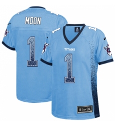 Women's Nike Tennessee Titans #1 Warren Moon Elite Light Blue Drift Fashion NFL Jersey