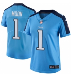 Women's Nike Tennessee Titans #1 Warren Moon Limited Light Blue Rush Vapor Untouchable NFL Jersey