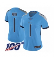 Women's Tennessee Titans #1 Warren Moon Light Blue Alternate Vapor Untouchable Limited Player 100th Season Football Jersey