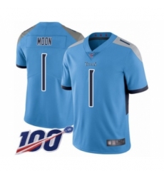 Youth Tennessee Titans #1 Warren Moon Light Blue Alternate Vapor Untouchable Limited Player 100th Season Football Jersey