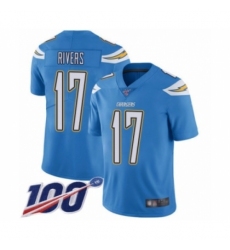 Men's Nike Los Angeles Chargers #17 Philip Rivers Electric Blue Alternate Vapor Untouchable Limited Player 100th Season NFL Jersey