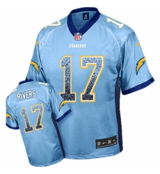 Men's Nike Los Angeles Chargers #17 Philip Rivers Elite Electric Blue Drift Fashion NFL Jersey