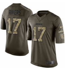 Men's Nike Los Angeles Chargers #17 Philip Rivers Elite Green Salute to Service NFL Jersey