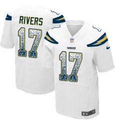 Men's Nike Los Angeles Chargers #17 Philip Rivers Elite White Road Drift Fashion NFL Jersey