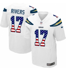 Men's Nike Los Angeles Chargers #17 Philip Rivers Elite White Road USA Flag Fashion NFL Jersey
