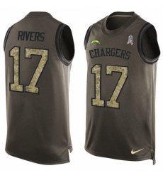Men's Nike Los Angeles Chargers #17 Philip Rivers Limited Green Salute to Service Tank Top NFL Jersey